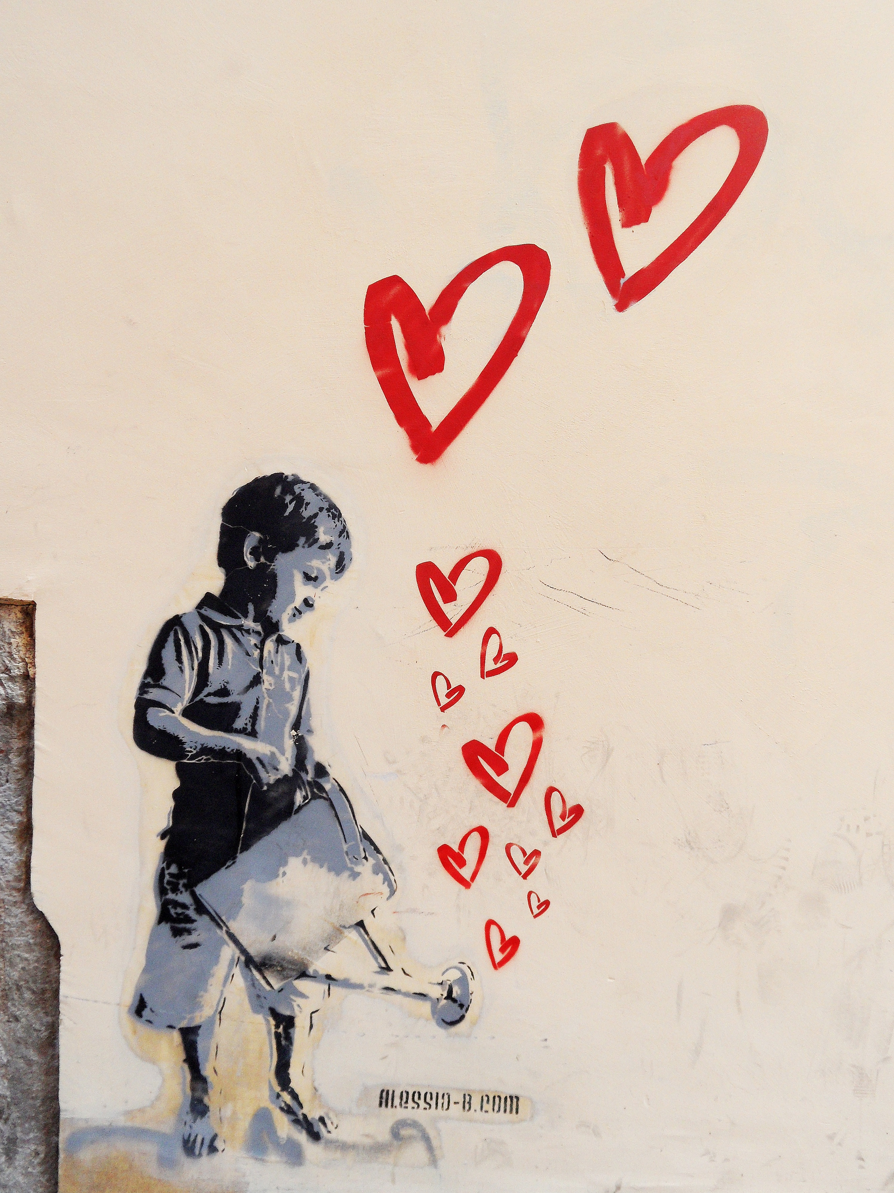 Mural with a love symbol